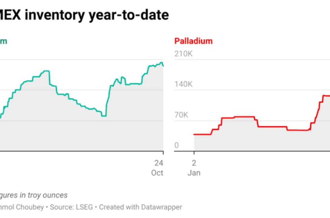 Nymex Platinum Stocks Flat as Palladium Shifts